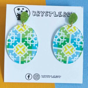 Winter inspired screen printed oval dangles
